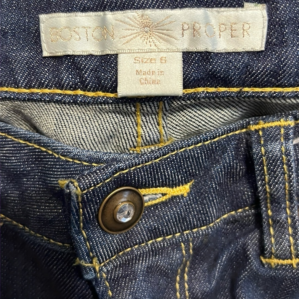 Boston Proper Y2K Distressed Dark Wash Skinny Jeans Stretch Denim Womens Size 6 - Picture 5 of 9